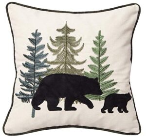 carstens, inc. bear family rustic cabin 18x18 throw pillow, white