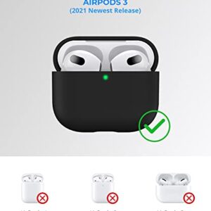 Homstect Compatible with Airpods 3 Case, Triple-Layer Protective Silicone Case for AirPods 3rd Generation (2021 Released) Charging Case Cover, Shockproof and Skin-Friendly, Front LED Visible-Black