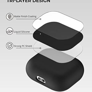 Homstect Compatible with Airpods 3 Case, Triple-Layer Protective Silicone Case for AirPods 3rd Generation (2021 Released) Charging Case Cover, Shockproof and Skin-Friendly, Front LED Visible-Black