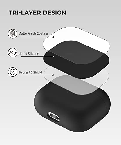 Homstect Compatible with Airpods 3 Case, Triple-Layer Protective Silicone Case for AirPods 3rd Generation (2021 Released) Charging Case Cover, Shockproof and Skin-Friendly, Front LED Visible-Black