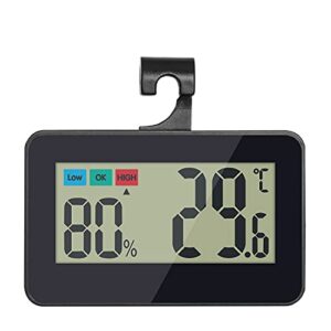 reptile thermometer hygrometer reptile terrarium thermometer hygrometer digital display pet rearing box reptiles tank thermometer hygrometer with suction cup and hook (black)