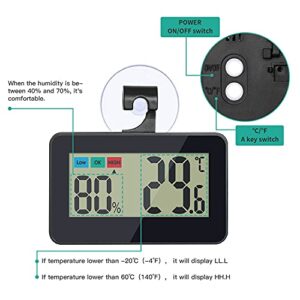 Reptile Thermometer Hygrometer Reptile Terrarium Thermometer Hygrometer Digital Display Pet Rearing Box Reptiles Tank Thermometer Hygrometer with Suction Cup and Hook (Black)