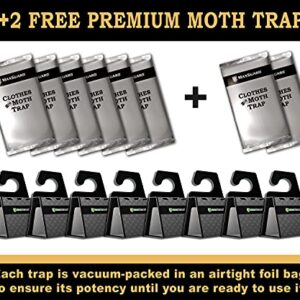 MaxGuard Clothes Moth Traps (6+2 Free Traps) with Extra Strength Pheromones | Non-Toxic Sticky Glue Trap for Closets and Carpet Moths | No Mothballs | Lure, Trap and Kill Case-Bearing Webbing Moths |