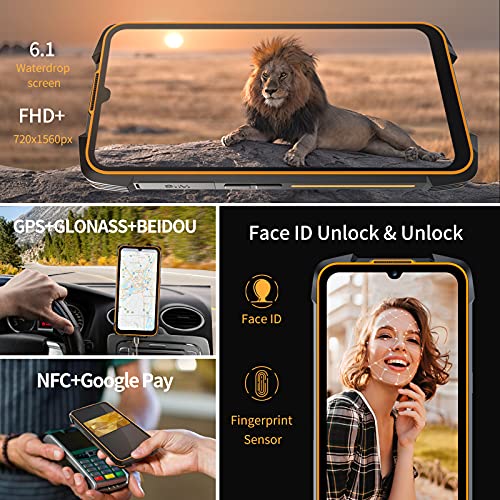 CUBOT Rugged Smartphone Android 11, Kingkong 5 pro Rugged Mobile Phone Waterproof IP69,8000 mAh Battery 6 inch Phone Unlocked, 48 MP Camera 4GB + 32GB, Dual Sim GSM 4G, Face ID/Touch ID/NFC/GPS