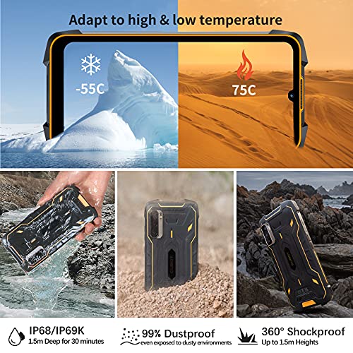 CUBOT Rugged Smartphone Android 11, Kingkong 5 pro Rugged Mobile Phone Waterproof IP69,8000 mAh Battery 6 inch Phone Unlocked, 48 MP Camera 4GB + 32GB, Dual Sim GSM 4G, Face ID/Touch ID/NFC/GPS