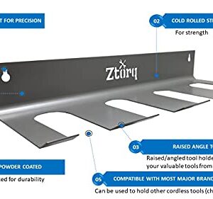 Ztorq Cordless Drill Tool Organizer - Drill Holder Storage Wall Mount Rack to optimize Garage Organization and Power Tool Storage