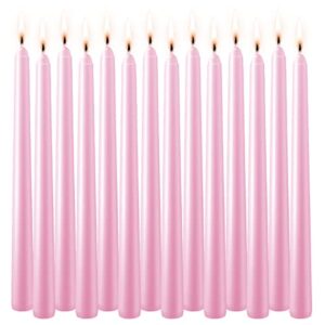 pink 10-inch cone candles, each set of 14 odorless and drip-free candlesticks -8 hours long burning, suitable for home decoration, weddings, parties