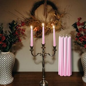 Pink 10-inch Cone Candles, Each Set of 14 odorless and drip-Free candlesticks -8 Hours Long Burning, Suitable for Home Decoration, Weddings, Parties