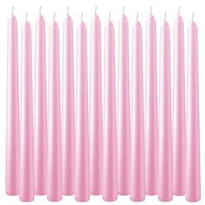 Pink 10-inch Cone Candles, Each Set of 14 odorless and drip-Free candlesticks -8 Hours Long Burning, Suitable for Home Decoration, Weddings, Parties