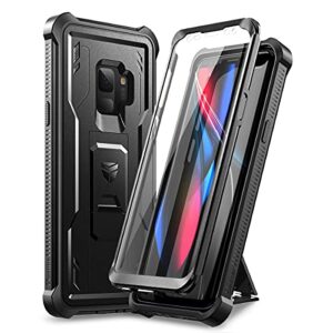 dexnor for samsung galaxy s9 case, [built in screen protector and kickstand] heavy duty military grade protection shockproof protective cover for samsung galaxy s9 black