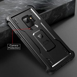 Dexnor for Samsung Galaxy S9 Case, [Built in Screen Protector and Kickstand] Heavy Duty Military Grade Protection Shockproof Protective Cover for Samsung Galaxy S9 Black