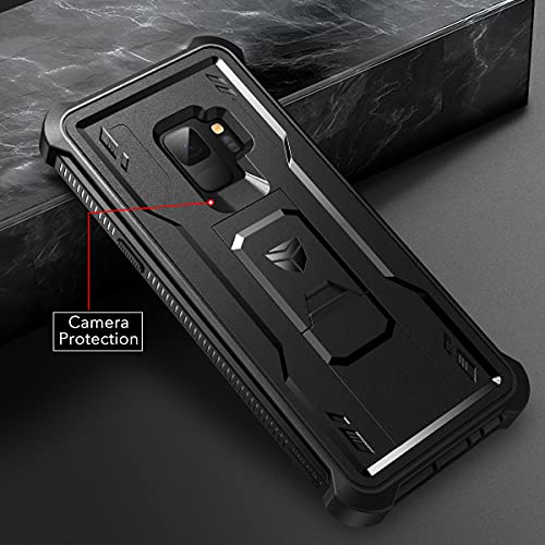 Dexnor for Samsung Galaxy S9 Case, [Built in Screen Protector and Kickstand] Heavy Duty Military Grade Protection Shockproof Protective Cover for Samsung Galaxy S9 Black