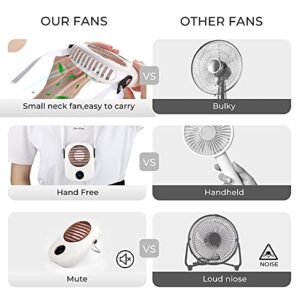 Esohon Personal Mini Fan Hands Free Necklace Portable Hanging USB Fan with An Adjustable Lanyard 3 Speeds Outdoor Travel Camping Quiet Powerful Cooling White Fashionable