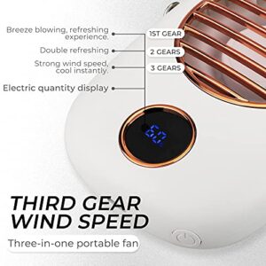 Esohon Personal Mini Fan Hands Free Necklace Portable Hanging USB Fan with An Adjustable Lanyard 3 Speeds Outdoor Travel Camping Quiet Powerful Cooling White Fashionable