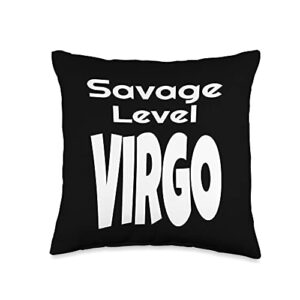 funny virgo zodiac sign gifts funny savage level virgo zodiac sign astrological throw pillow, 16x16, multicolor