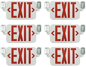 ciata 6 pcs. ultra bright slim rechargeable indoor exit lights, emergency light combo sign fixture hardwired with battery powered backup, fire exit sign with lights, led exit signs with battery backup