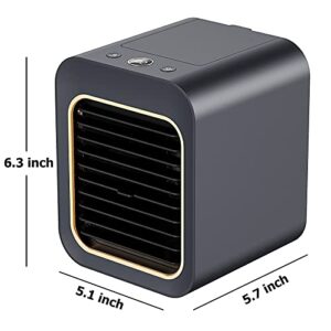 Portable Cooler Air Conditioner Fan - USB Rechargeable evaporative air cooler portable Easy To Use Water Cooling Fan With 3 Speeds,Personal air Conditioner for Bedroom,Office,Home,Outdoor (Gray)