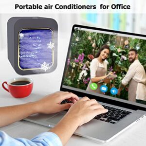 Portable Cooler Air Conditioner Fan - USB Rechargeable evaporative air cooler portable Easy To Use Water Cooling Fan With 3 Speeds,Personal air Conditioner for Bedroom,Office,Home,Outdoor (Gray)