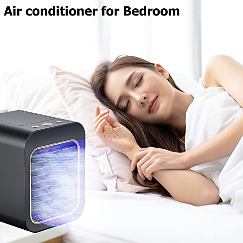 Portable Cooler Air Conditioner Fan - USB Rechargeable evaporative air cooler portable Easy To Use Water Cooling Fan With 3 Speeds,Personal air Conditioner for Bedroom,Office,Home,Outdoor (Gray)