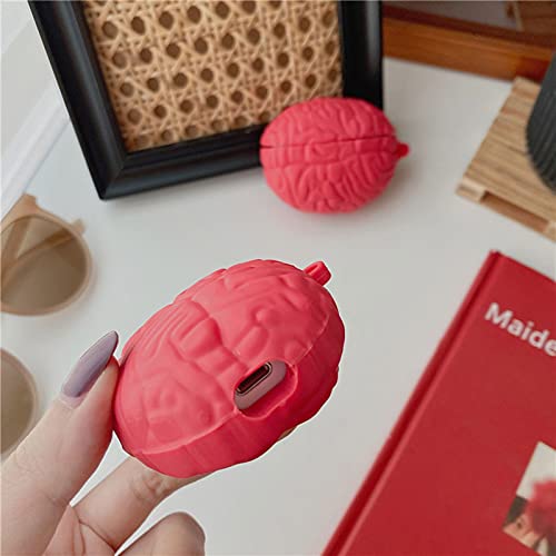 Xinbalove Case Compatible with Airpods Pro Creative Brain Design Carrying Case Creative Animal Soft Silicone Shockproof Durable Stylish Earphone Protective Skin with Ear Hooks