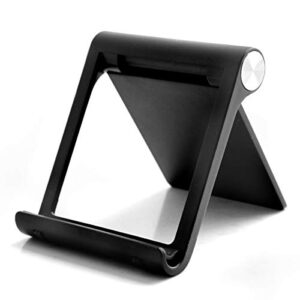 mayten iphone stand foldable cell phone stand for desk portable iphone holder compatible iphone 12 11 pro xs max,ipad mini,tablets(7-10"),multi-angle universal mobile phone stand (black)