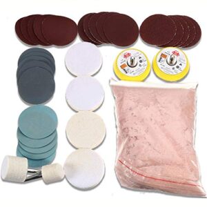 ekdjkk 34pcs/set glass polishing kit, deep scratch remover，multifunctional cerium oxide polishing powder polishing pad and wheel for window repair