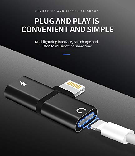 2pack,Headphone Adapter Compatible for Lightning Double to Audio Jack and Charger Earphone Charging Splitter Compatible with iPhone 11 12Mini pro max xs xr x 7 8plus for ipad air Connector for Apple