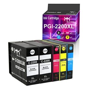 mm much & more compatible ink cartridge replacement for canon pgi-2200 xl 2200 2200xl to used for maxify mb5420 ib4020 ib4120 mb5020 mb5120 mb5320 pixma ts3120 (2 black, cyan, magenta, yellow) 5-pack