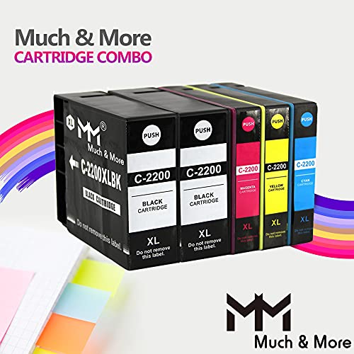 MM MUCH & MORE Compatible Ink Cartridge Replacement for Canon PGI-2200 XL 2200 2200XL to Used for MAXIFY MB5420 iB4020 iB4120 MB5020 MB5120 MB5320 Pixma TS3120 (2 Black, Cyan, Magenta, Yellow) 5-Pack