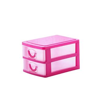 Mini Desktop Drawer, Multi-layer Plastic Drawer Storage Box Cosmetic Storage Container Tabletop Sundries Storage Case, Removable Desktop Organizer Box (Pink, Two Layers)