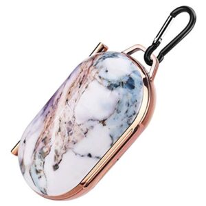 for samsung galaxy buds/buds+ hard case cover, electroplated marble pattern shockproof anti-drop case cover with keychain (e)