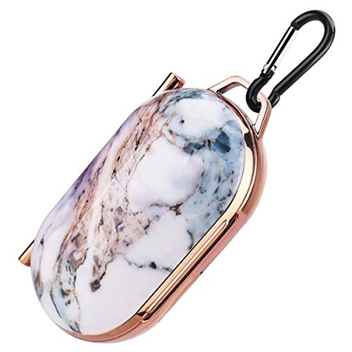 for Samsung Galaxy Buds/Buds+ Hard Case Cover, Electroplated Marble Pattern Shockproof Anti-Drop Case Cover with Keychain (E)