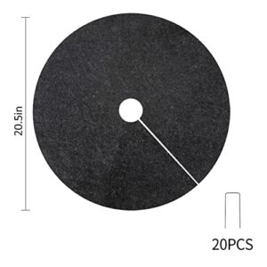 20.5 Inch Non-Woven Tree Mulch Ring, Thickened Tree Protector Mat, Plant Cover with 20 Staples Stakes, Round Anti Grass Gardening Landscaping Fabric Cover for Weed Control Root Protection (6 Pack )