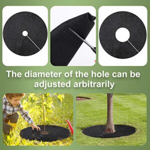 20.5 Inch Non-Woven Tree Mulch Ring, Thickened Tree Protector Mat, Plant Cover with 20 Staples Stakes, Round Anti Grass Gardening Landscaping Fabric Cover for Weed Control Root Protection (6 Pack )