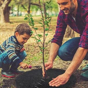 20.5 Inch Non-Woven Tree Mulch Ring, Thickened Tree Protector Mat, Plant Cover with 20 Staples Stakes, Round Anti Grass Gardening Landscaping Fabric Cover for Weed Control Root Protection (6 Pack )