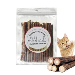 30PCS Kitten Toys Catnip Toys Matatabi Silvervine Sticks Kitty Chew Toys Wooden Stick Kitten Teething Toys Molar Suitable for Cats of All Ages