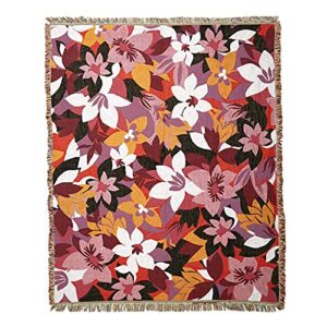 vera bradley women's recycled cotton indoor/outdoor throw blanket, rosa floral, one size