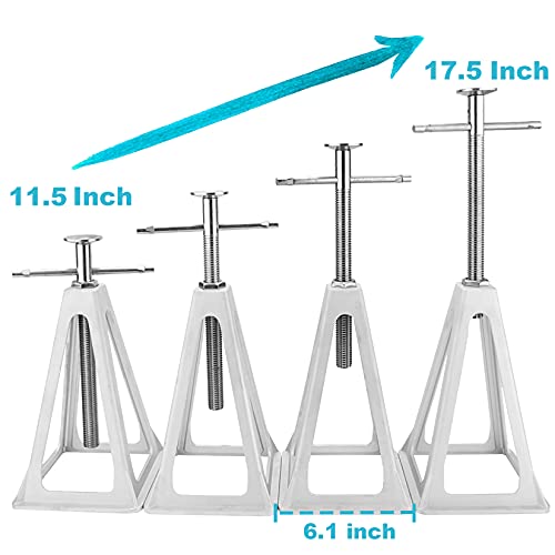 YOMILINK Aluminum RV Stabilizer Jacks 4 Pack with Additional Screw Nuts, Screw Jack Stands, Stabilize and Level RV Trailer Camper, Adjustable Height 11.5 to 17.5 Inch, Single Jack Withstand 6000 Lbs