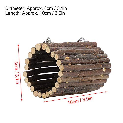 QIRG Hamster Hanging Tunnel, Multipurpose Bendable Natural Wood Hamster Chew Toy Flexible Hamster Wood Bridge Rat Ladder for Small Animals, Guinea Pig, Chinchilla, Ferret(Hook Chain Dual Use Type)