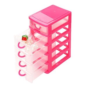 Mini Desktop Drawer, Multi-layer Plastic Drawer Storage Box Cosmetic Storage Container Tabletop Sundries Storage Case, Removable Desktop Organizer Box (Pink, Five Layers)