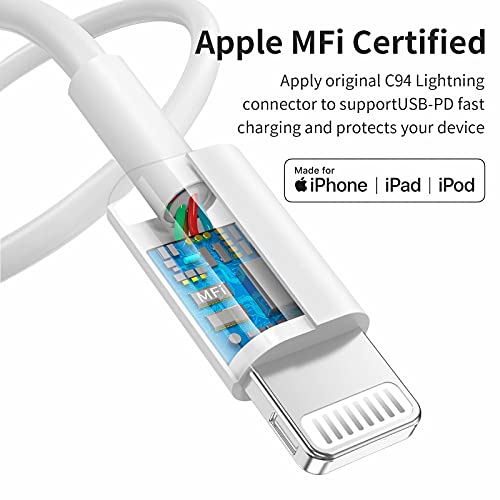 [Apple MFi Certified] iPhone Fast Charger 3Pack (6ft), USB C to Lightning Cable Power Delivery for iPhone 14/14 Pro/14 Pro Max/13/13 Pro/13 Pro Max/12/12 Mini/Xs Max/XR/X/AirPods Pro and More