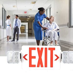 OSTEK Red LED Exit Sign Emergency Light, Two LED Adjustable Head Emergency Exit Lights with 90 Minutes Battery Backup, Dual LED Lamp ABS Fire Resistance UL-Listed (1)