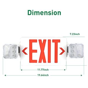 OSTEK Red LED Exit Sign Emergency Light, Two LED Adjustable Head Emergency Exit Lights with 90 Minutes Battery Backup, Dual LED Lamp ABS Fire Resistance UL-Listed (1)