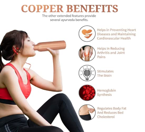 2activelife-Copper Water Bottle (34 Oz) Immunity Booster |Ayurvedic Copper Vessel - Drink More Water and Enjoy The Health Benefits Immediately/Yoga Bottle