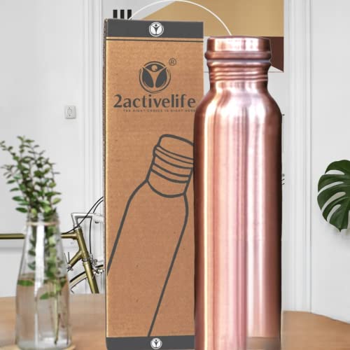 2activelife-Copper Water Bottle (34 Oz) Immunity Booster |Ayurvedic Copper Vessel - Drink More Water and Enjoy The Health Benefits Immediately/Yoga Bottle