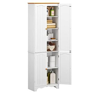 jeroal 72''h kitchen pantry, tall pantry cabinet, dining room entryway floor cabinet with doors, adjustable shelves and 2 large storage cabinets, white