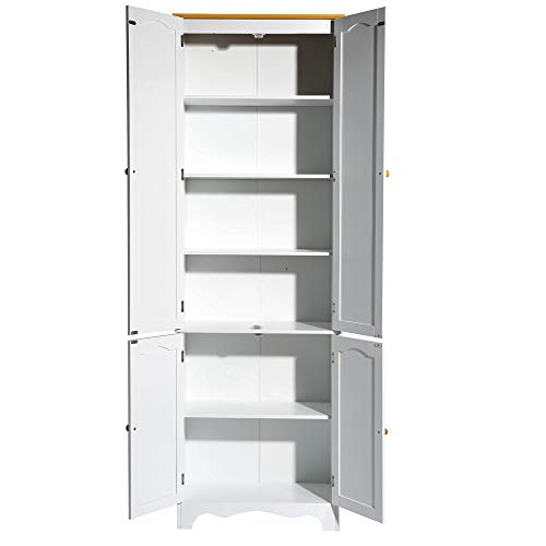 JEROAL 72''H Kitchen Pantry, Tall Pantry Cabinet, Dining Room Entryway Floor Cabinet with Doors, Adjustable Shelves and 2 Large Storage Cabinets, White