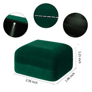 MSSZDLI Lahaima Velvet Ring Box LED Light Jewelry Gift Box Engagement and Wedding Ring Box for Presentation (Dark Green)