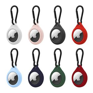 [8 pcs] apple airtags case, protective silicone cover holder for apple airtags with keychain key ring - teardrop