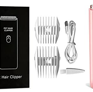 Tileon Dog Clippers,Quiet Washable USB Rechargeable Cordless Dog Grooming Kit,Electric Pets Hair Trimmers Shaver Shears for Dogs and Cats Pink